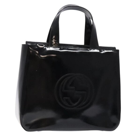 GUCCI Interlocking Hand Bag Patent leather Black 000 1013 0504 Auth 139818 - Picture 1 of 16